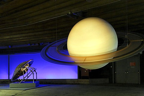 Replicas of planets, exhibition "Wunder des Sonnensystems" wonders of the solar system, Gasometer Oberhausen, Ruhrgebiet region, North Rhine-Westphalia, Germany, Europe