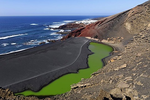 Lago verde, Green Lagoon, Charco de los Ciclos, El Golfo, Lanzarote, Canary Islands, Spain, Europe