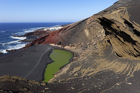 Lago verde, Green Lagoon, Charco de los Ciclos, El Golfo, Lanzarote, Canary Islands, Spain, Europe