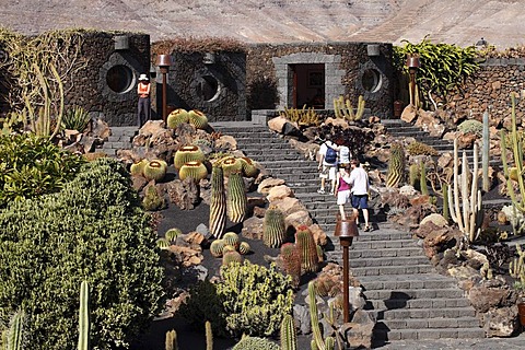 Cactus garden, Jardin de cactus, designed by Cesar Manrique, Guatiza, Lanzarote, Canary Islands, Spain, Europe