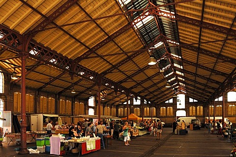 Market day in the old market hall, 1855, Rue de Truite, Colmar, Alsace, France, Europe