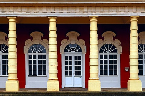 Detailed view of the Schlossgartensalon castle gardens pavilion, built in 1727-1737 by Johann Michael Hoppenhaupt, in the castle gardens, Oberaltenburg 2, Merseburg, Saxony-Anhalt, Germany, Europe