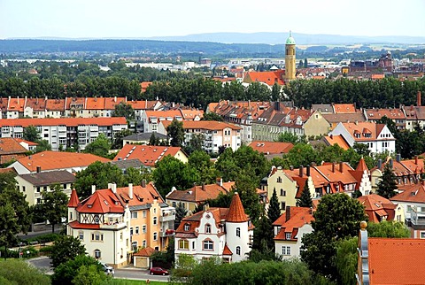 Panoramic view over the city, panoramic terrace on the Michaelsberg hill, UNESCO World Heritage Site Bamberg, Upper Franconia, Bavaria, Germany, Europe