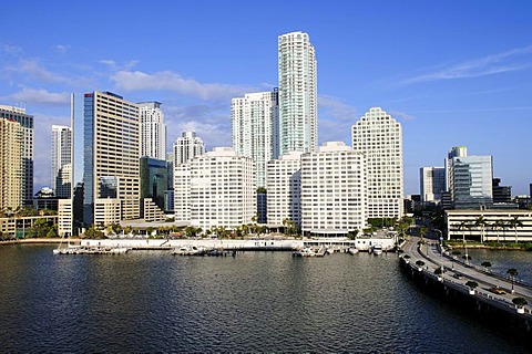 Brickell Key Drive, Downtown Miami, Florida, USA