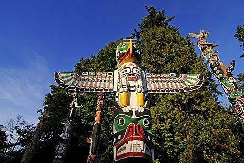 Totem poles in Stanley Park, Vancouver, British Columbia, Canada