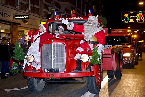 Santa Claus coming to Copenhagen, Denmark, Europe