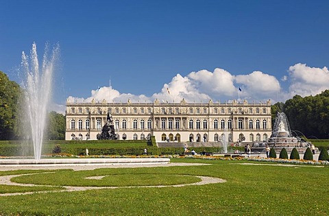 Herrenchiemsee Palace, Palace Gardens, Herreninsel, Gentleman's Island, Lake Chiemsee, Chiemgau, Upper Bavaria, Germany, Europe