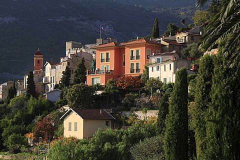 Village of Roquebrune, Roquebrune Cap Martin, Alpes Maritimes, Cote d'Azur, Provence-Alpes-Cote d'Azur, Southern France, Mediterranean Sea, France, Europe