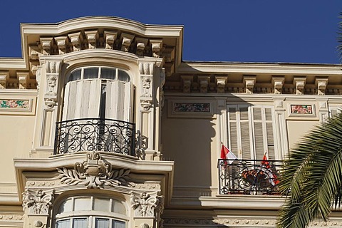 Historic facade on the Boulevard des Moulins, Monaco, Cote d'Azur, Europe