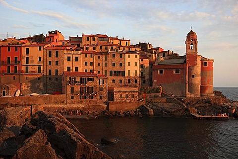 Last evening sun in Tellaro in the La Spezia province, Liguria, Italy, Europe