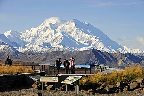 Mt McKinley, highest mountain of North America, taken from the roof of the Eielson Visitor Center, Denali National Park, Alaska