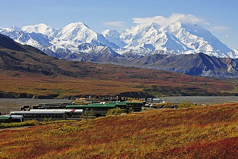 Mt McKinley, highest mountain of North America, view from the Eielson Visitor Center, Denali National Park, Alaska