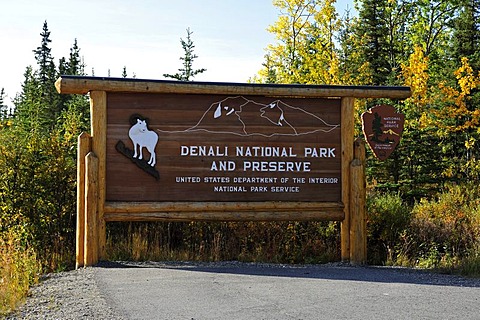 Entrance sign, Denali National Park, Alaska