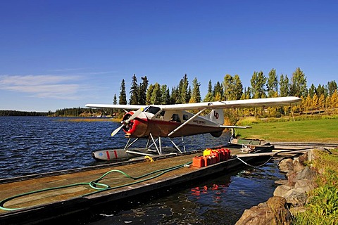 Seaplane on Nimpo Lake in the Chilcotin Country between Williams Lake and the coastal mountains, on the way to Bella Coola, British Columbia, Canada