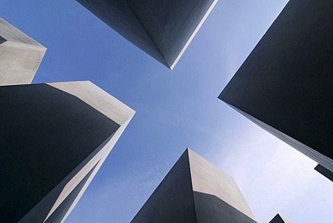 Memorial to the Murdered Jews of Europe or Holocaust Memorial, frog perspective, Berlin, Germany, Europe