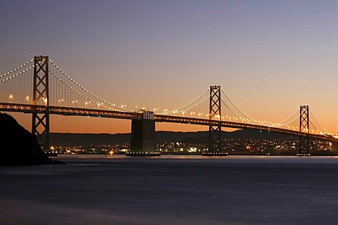 Oakland Bay Bridge at night, San Francisco, California, United States of America