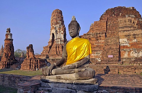 Buddha statue, Wat Mahathat Temple, UNESCO World Heritage, Ayutthaya, Thailand, Asia