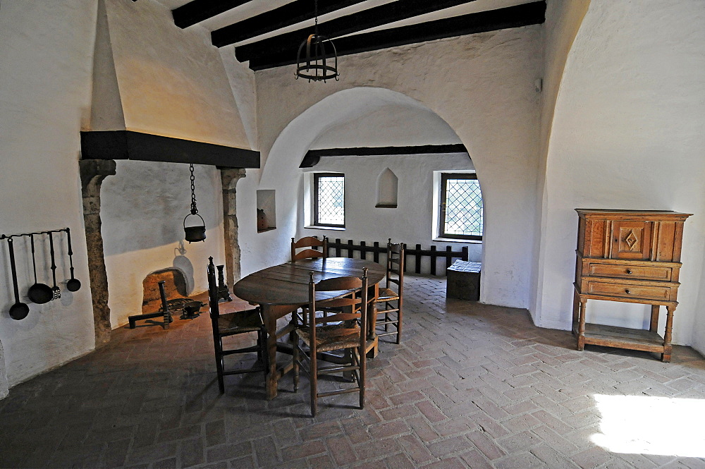 Historical housing, home decor, furnishings, Wasserburg Linn moated castle museum, Krefeld, North Rhine-Westphalia, Germany, Europe