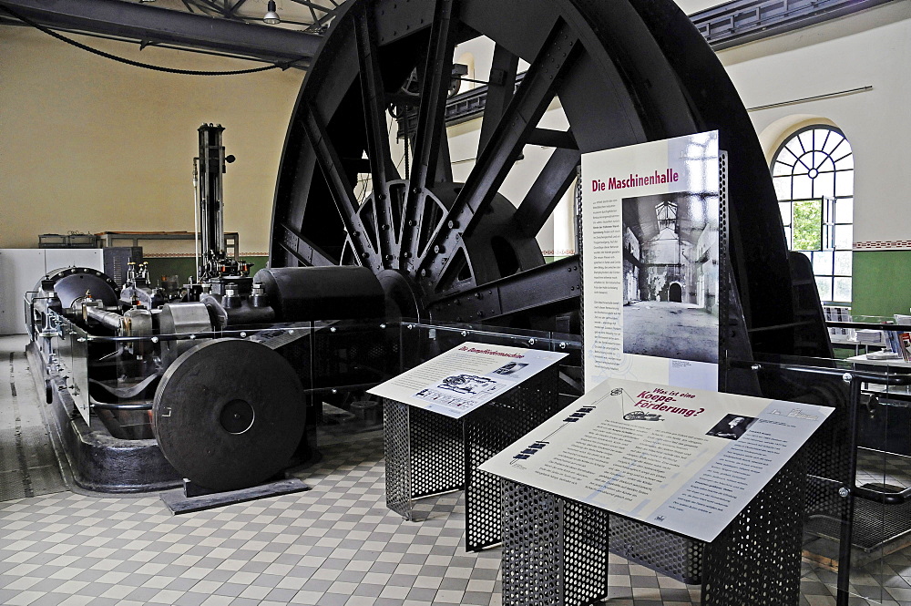 Steam-engine, turbine house, Zeche Hannover mine, LWL Industriemuseum industrial museum, Route der Industriekultur Route of Industrial Heritage, Bochum, Ruhr, North Rhine-Westphalia, Germany, Europe