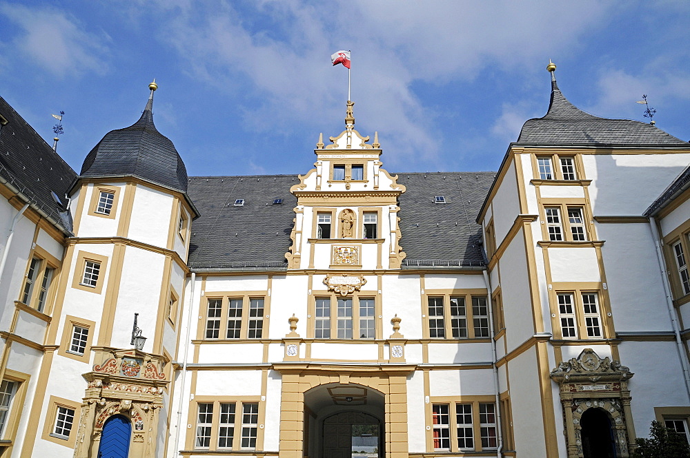 Schloss Neuhaus, moated castle, Weser Renaissance, Paderborn, North Rhine-Westphalia, Germany, Europe