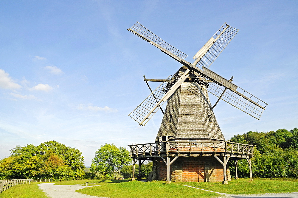 Dutch-style windmill, open-air museum, Westphalian State Museum for Ethnology, Detmold, North Rhine-Westphalia, Germany, Europe