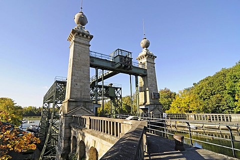 Henrichenburg boat lift, Schleusenpark, Waltrop Lock Park, Westphalian Industrial Museum, Route of Industrial Heritage, Dortmund Ems Canal, Waltrop, North Rhine-Westphalia, Germany, Europe