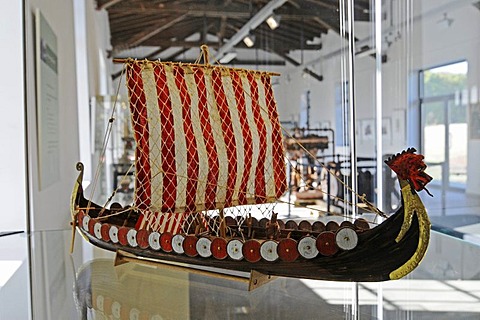 Historic sailing ship model, Henrichenburg boat lift, Schleusenpark, Waltrop Lock Park, Westphalian Industrial Museum, Route of Industrial Heritage, Dortmund Ems Canal, Waltrop, North Rhine-Westphalia, Germany, Europe