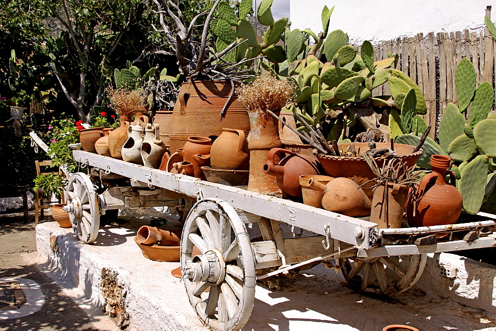 Clay jugs and jars, Lychnostatis Open Air Museum, Museum of the traditional Cretan life, Hersonissos, Crete, Greece, Europe