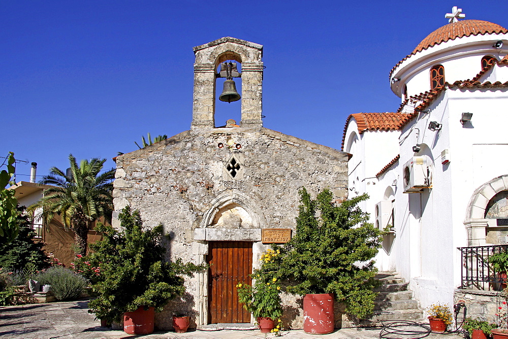 Agios Ioannis Church, old and new, Axos, Crete, Greece, Europe