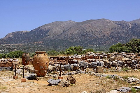 Clay containers, Malia Palace, archaeological excavation site, Minoan Palace, Heraklion, Crete, Greece, Europe