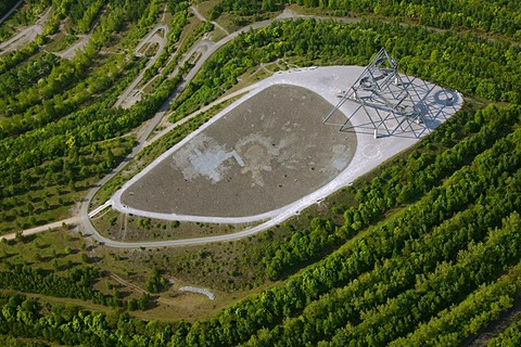 Aerial photo stockpile, vantage point, landmark, tetrahedron, Bottrop, Ruhrgebiet area, North Rhine-Westphalia, Germany, Europe