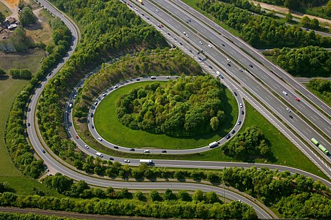 Aerial photo, A2 and A31 Friesenspiess motorway junction, Bottrop, Ruhrgebiet area, North Rhine-Westphalia, Germany, Europe