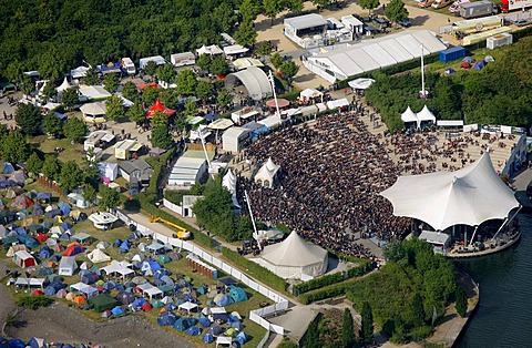 Aerial photo, Rock Hard Festival, BuGa Grounds, Ge-Horst, Rhein-Herne Canal, Buer, Gelsenkirchen, Ruhr area, North Rhine-Westphalia, Germany, Europe