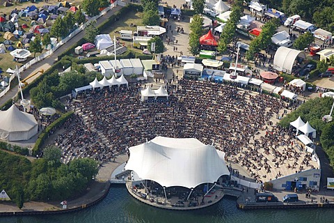 Aerial photo, Rock Hard Festival, BuGa Grounds, Ge-Horst, Rhein-Herne Canal, Buer, Gelsenkirchen, Ruhr area, North Rhine-Westphalia, Germany, Europe