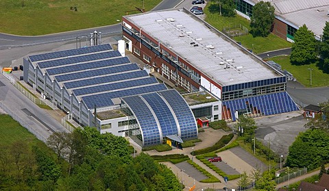 Aerial photo, Shell Solar Factory Rotthausen, Gelsenkirchen, Ruhr area, North Rhine-Westphalia, Germany, Europe