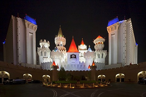 Excalibur Hotel at night, Las Vegas, Nevada, USA