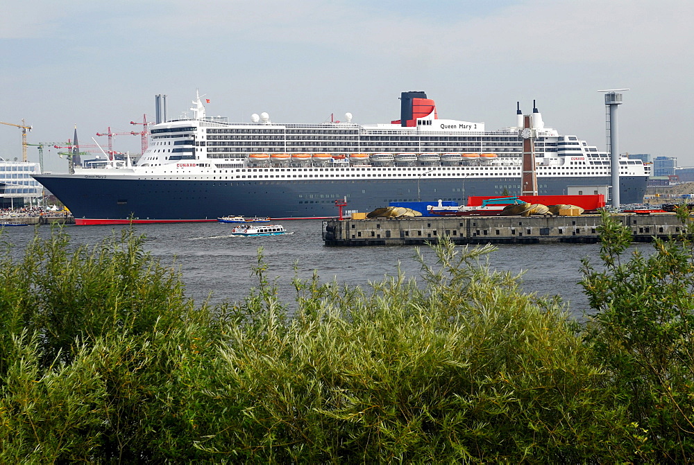 Cruise ship Queen Mary 2 at the Cruise Center in Hamburg, Germany, Europe