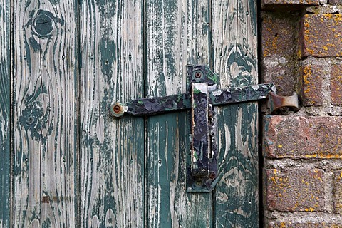 Lock on an old wooden door, Texel, Holland, The Netherlands, Europe