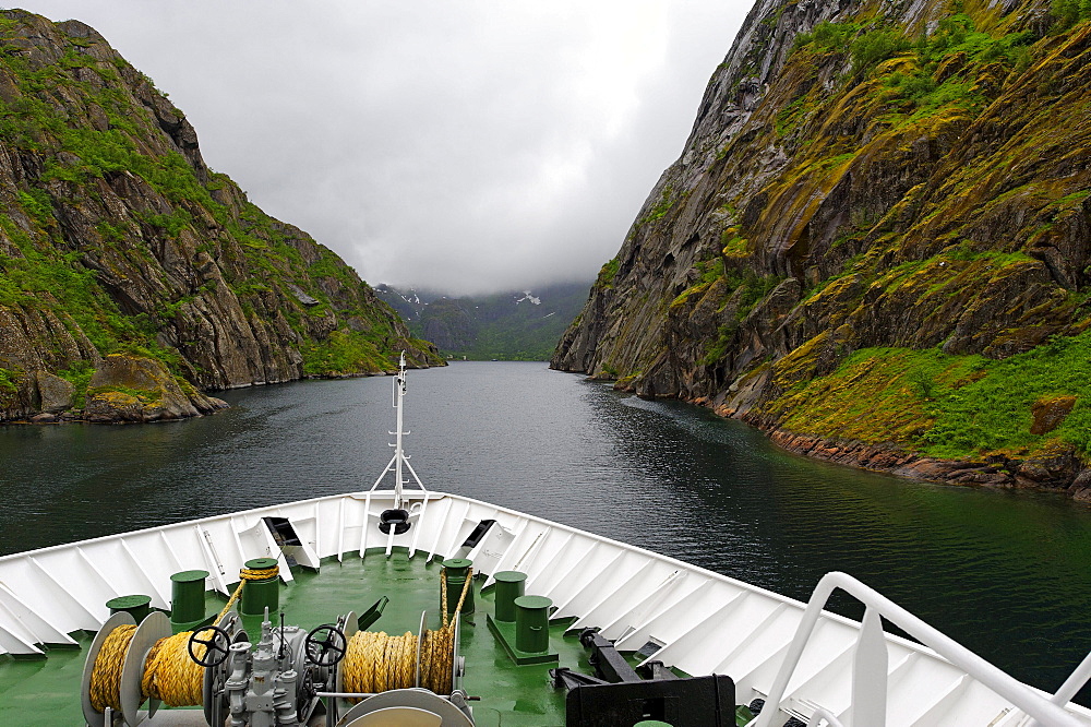 MS Nordkapp, Hurtigruten, in the Trollfjord, Norway, Scandinavia, Europe