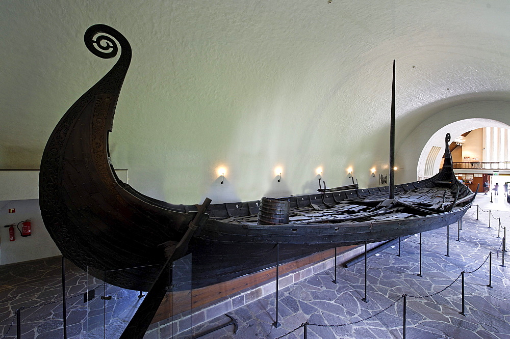 Oseberg shop, found 1904 in Vestfold, from 814-819, hall of the Viking ship hall Vikingskiphuset, Bygdoy, Oslo, Norway, Scandinavia, Europe