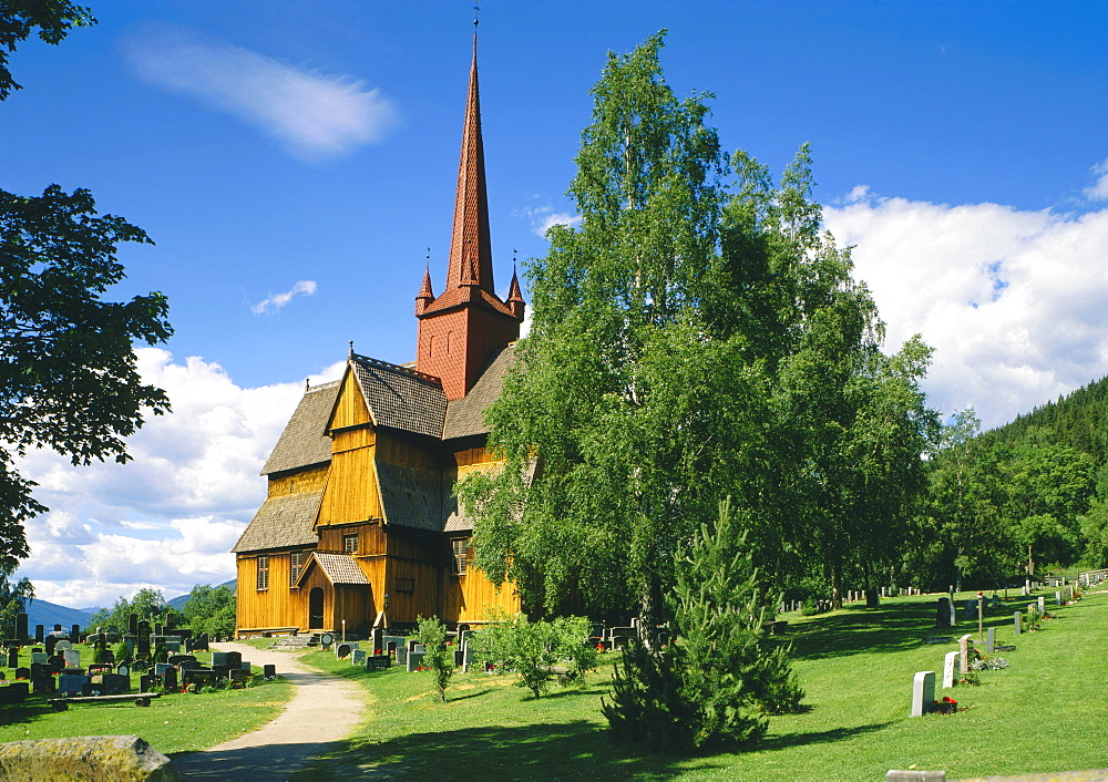 Stave church Ringebu in Gudbrandsdalen, Norway, Scandinavia, Europe