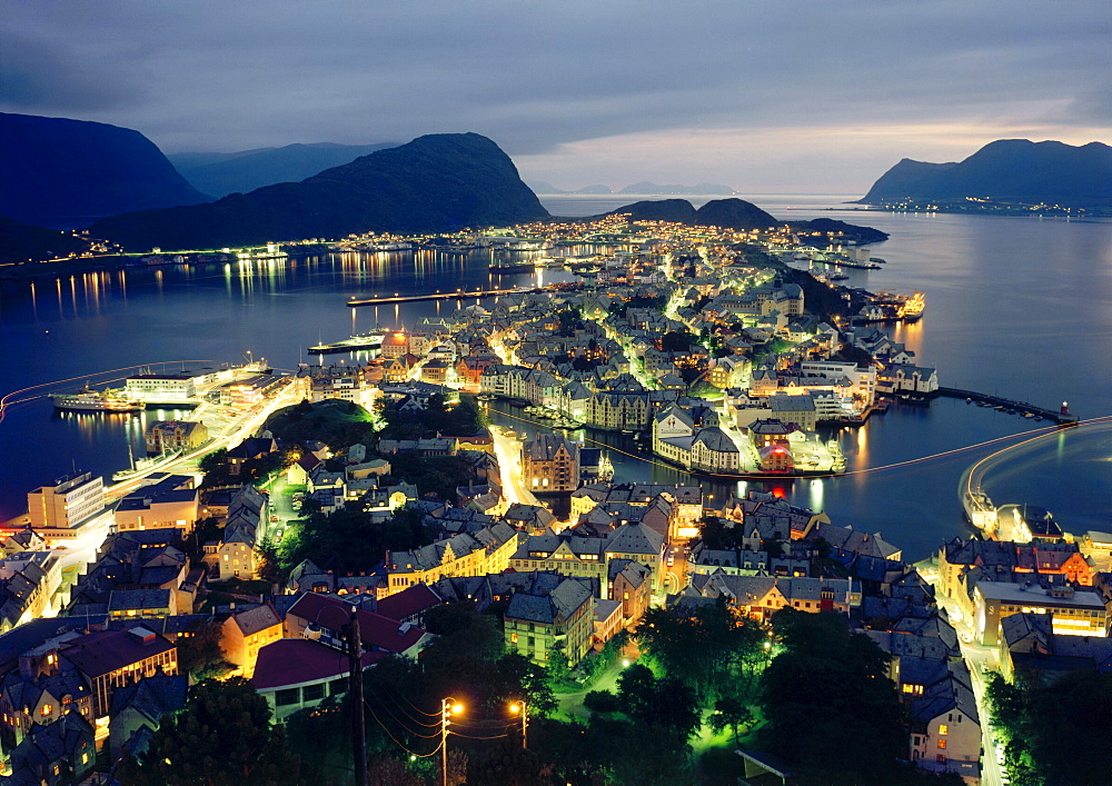 Alesund from the mountain Aksla, Norway, Scandinavia, Europe