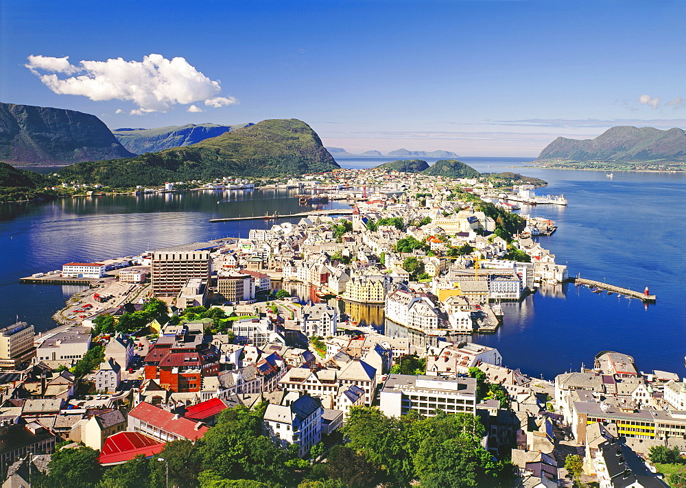 Alesund from the mountain Aksla, Norway, Scandinavia, Europe