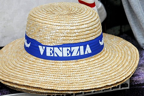 Gondolier hat, souvenir, inner city, Venice, Veneto, Italy, Europe