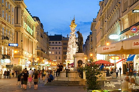 Graben street at dusk, Vienna, Austria, Europe