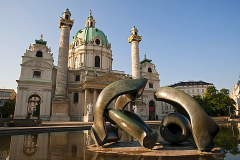 Sculpture by Henry Moore, "Hill Arches", Karlskirche church, Vienna, Austria, Europe