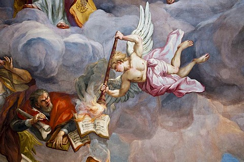 Detail of the cupola fresco by Johann Michael Rottmayr, Karlskirche church, Vienna, Austria, Europe