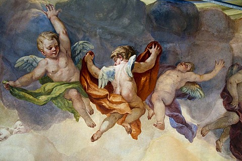 Detail of the cupola fresco by Johann Michael Rottmayr, Karlskirche church, Vienna, Austria, Europe