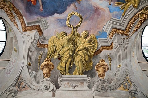 Detail of the cupola fresco by Johann Michael Rottmayr, Karlskirche church, Vienna, Austria, Europe