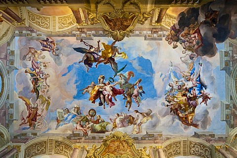 Ceiling frescoes by Johann Michael Rottmayr, Palais Liechtenstein, Vienna, Austria, Europe